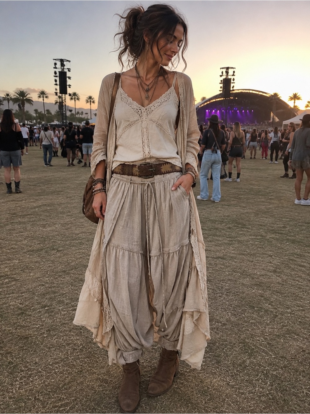 Free People Leather Suede Whipstitch Belt S/M Brown Western Boho Festival Cow Su